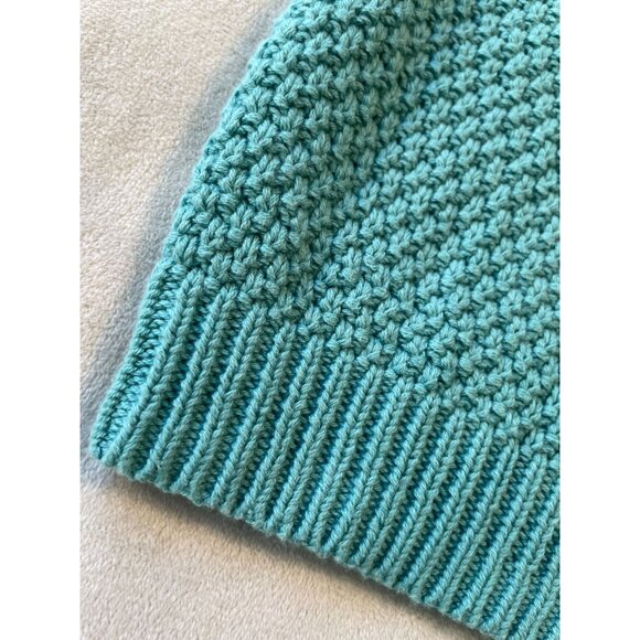 Boden Womens Teal Texture Knit Cardigan Fabric Covered Buttons Y2K M Cottagecore - Picture 7 of 10